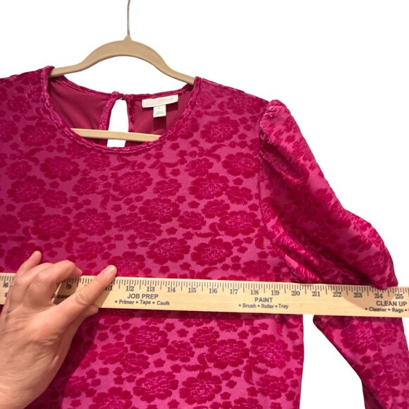 Charter Club Womens Large Pink Floral Velvet Burnout Long Sleeve Blouse - Picture 8 of 8